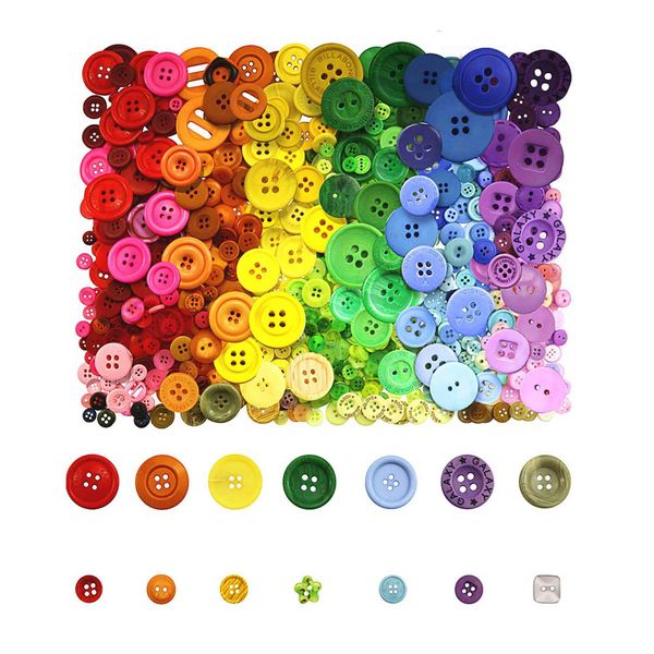 800PCS DIY Colorful Resin Button Set - Mixed Shapes &amp; Colors