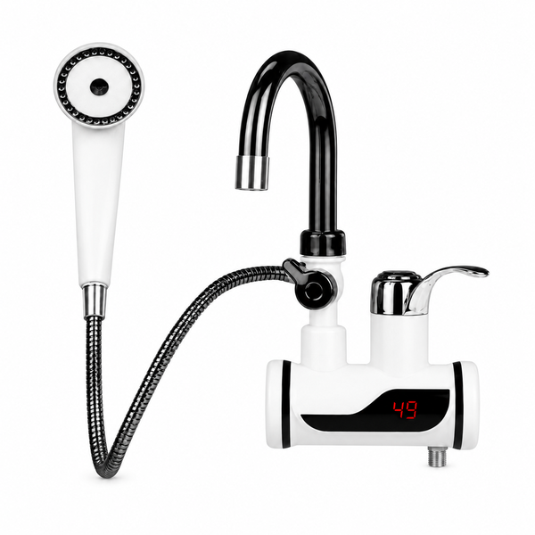 Instant Electric Hot Water Tap 21x11x27cm with LED Display &amp; Hand Shower