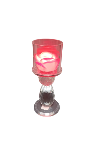 Glass Candle Stick with LED Rose Light