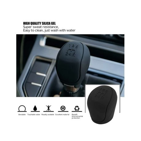Car Silicone Round Soft Non Slip Gear Shift Knob Cover Shifter Stick Glove  Black