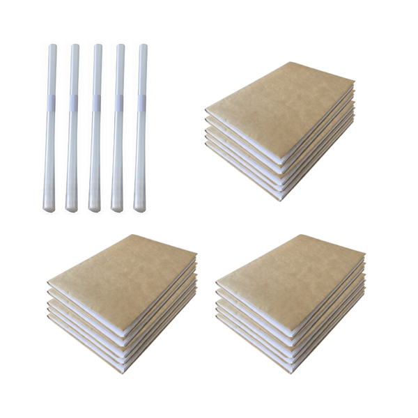 Back to School Bundle: 15 Pre-Covered Khaki 72-Page Books+15 Plastic Covers
