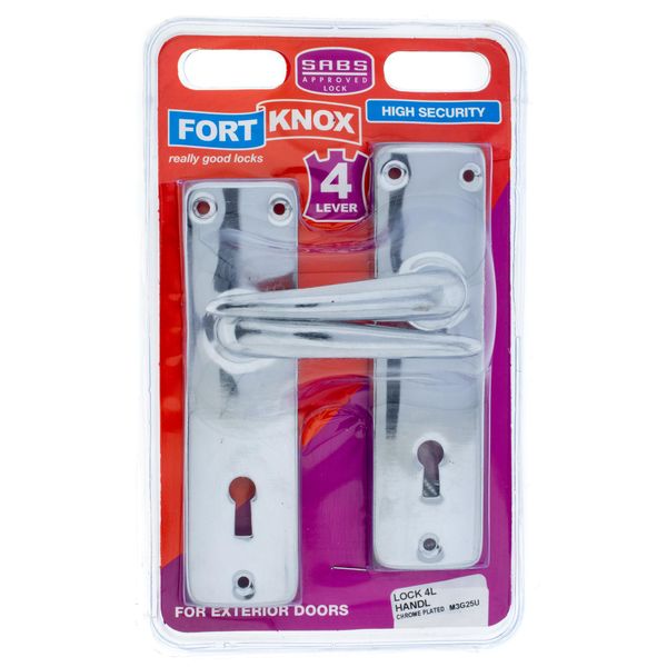 FORT KNOX Door Lock 4 Lever Lockset Chrome Plated Handle