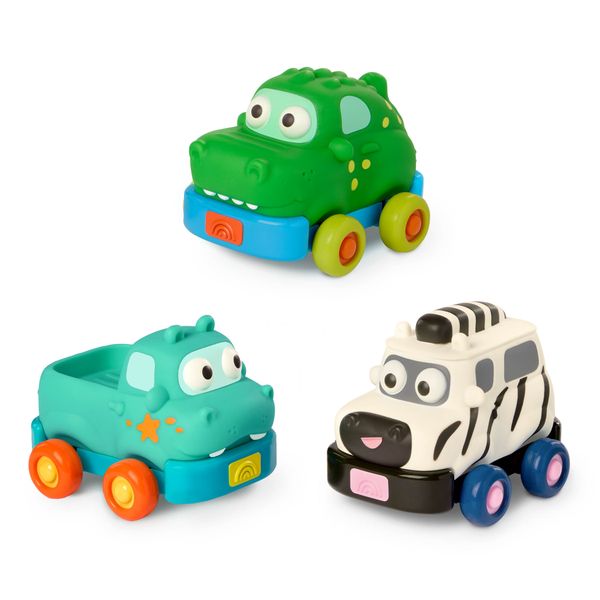 Battat Safari Speedsters - Animal Pull Back Mini Wheels (3-Piece Set)