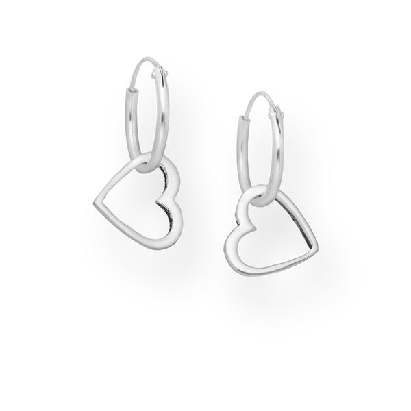 Heart Hoop Earrings Sterling Silver