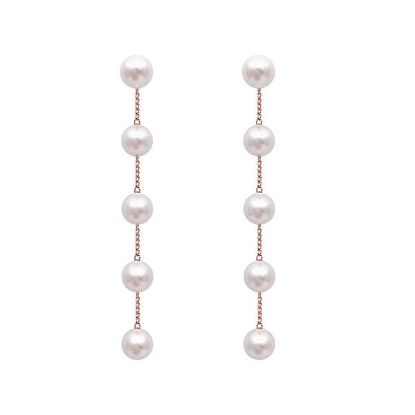 Pearl Earrings: Gold Dangle, White Long Drop for Women