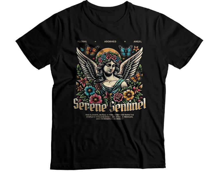 Serene Sentinel Angel Graphic T-Shirt