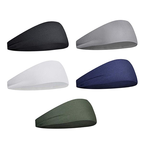 5 Pack Sports Headbands for Men - Moisture Wicking Workout Headband