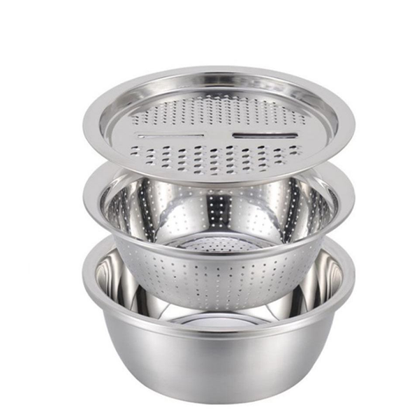 3 Pieces Stainless Steel Multifunction Grater Strainer - 28cm