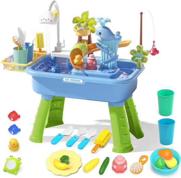 Toddler Sand Water Table Toy Kids Sand Faucet Play Food Accessories