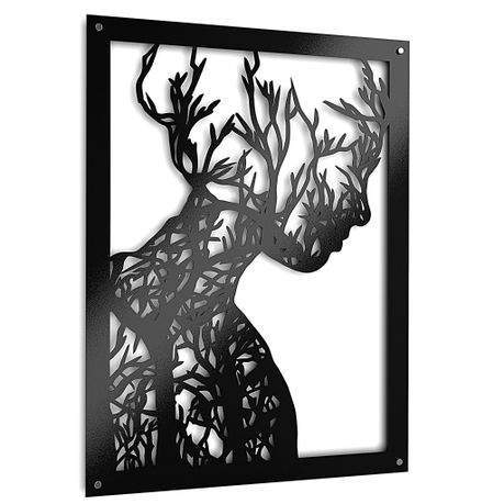 Tree Woman Raised Metal Wall Art Home D cor 60x80cm By