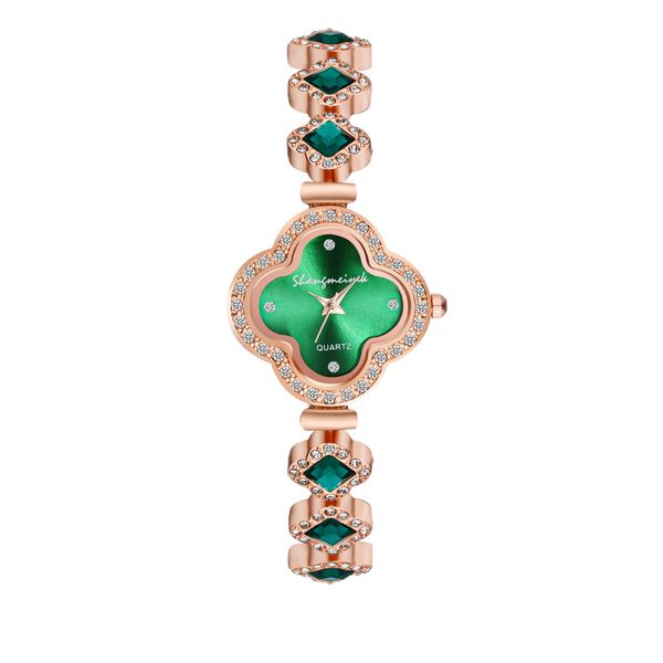 Emerald Four-Leaf Clover Quartz Watch