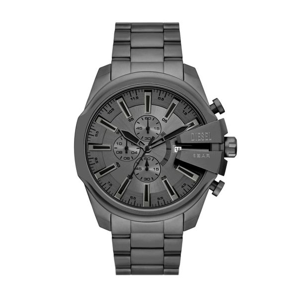 Diesel Mega Chief Slim Mens Grey Stainless Steel Strap Watch-DZ4676