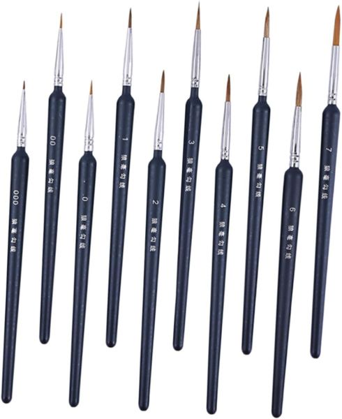Paint Brush Set Fine Tip Brushes for Line Drawing Art &amp; Nail Art - 10 Piece