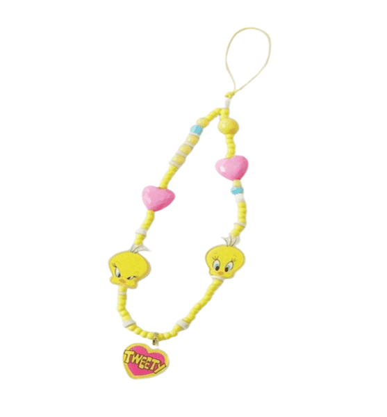 Tweety Love Beaded Phone Charm bracelet - Compatible with Any Phone cover