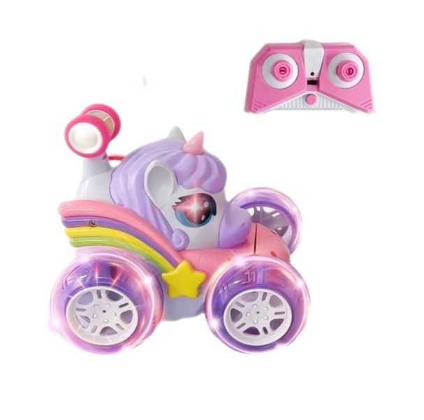 360 Purple unicorn remote control stunt car