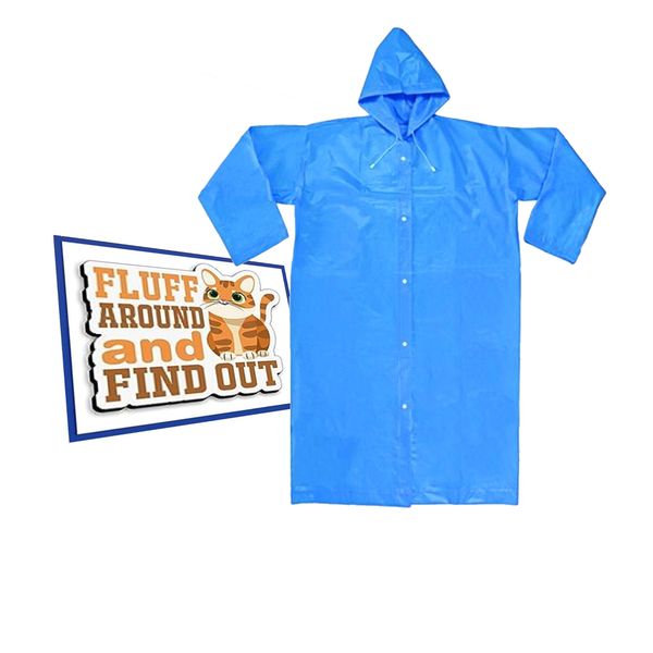 Adult Raincoat with Hoods and Sleeves &amp; Card Case - Blue