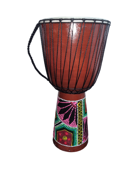 Djembe Drum Hand painted Pink Flower Red Dots 27cm x 60cm