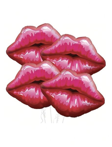 Four Piece Red Lips Foil Balloon Party Accessory