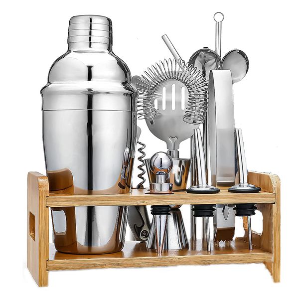 Cocktail Shaker Set Bartender Kit Stainless Steel Bar Tools Kit - 6-Piece