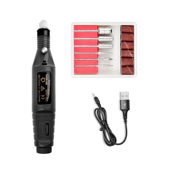 Electric Nail Drill with USB Cable &amp; Drill Bits - Light Pink