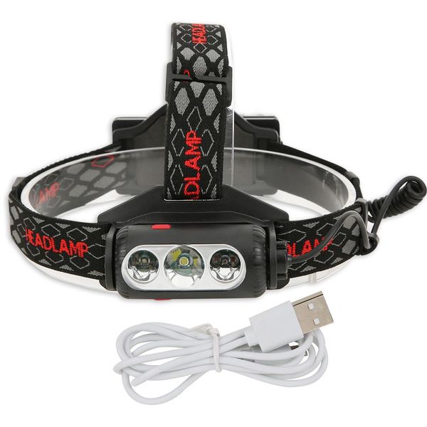 Strong Light White/Red/Green T6+COB USB Headlamp