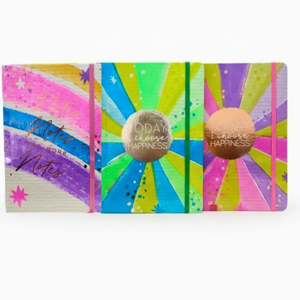 A5 Notebook 3-Pack NEON VIBE Asstd - Sunburst &amp; Inspirational Journal Set