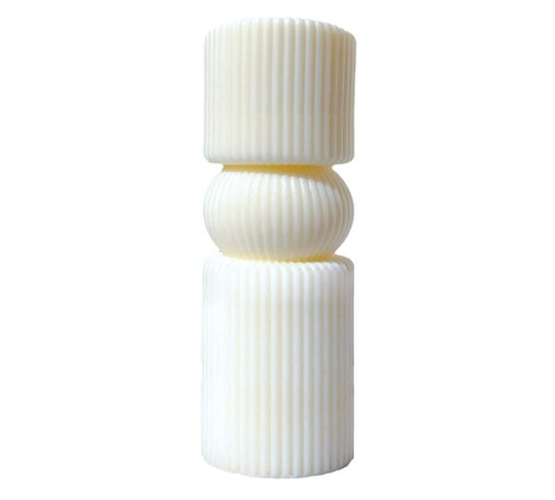Aesthetic Ribbed Pillar Candle Cinnamon & Vanilla Scented Buy Online in South Africa