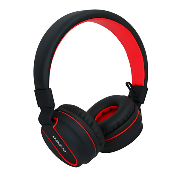 Xceed Pulse Black &amp; Red Foldable Wired Microphone Stereo Headphones