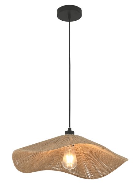 Bright Star Lighting PEN949 Natural Rope Pendant with Matt Black Detail