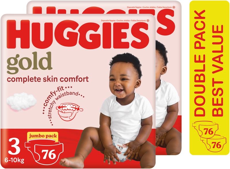 Huggies Gold - Size 3 (6-10kg) - 76 x 2 Nappies Double Value Pack