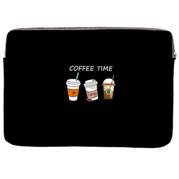 Black - Laptop Bag with Coffee Time Print - 15 to 15.9 Inch