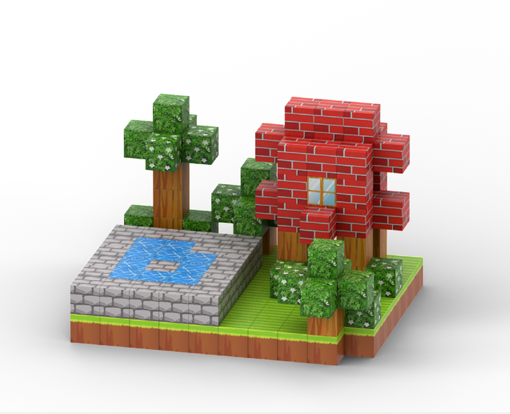 177 Piece Build Mine Magnet World Pixel Cube Blocks - Pool Side Villa