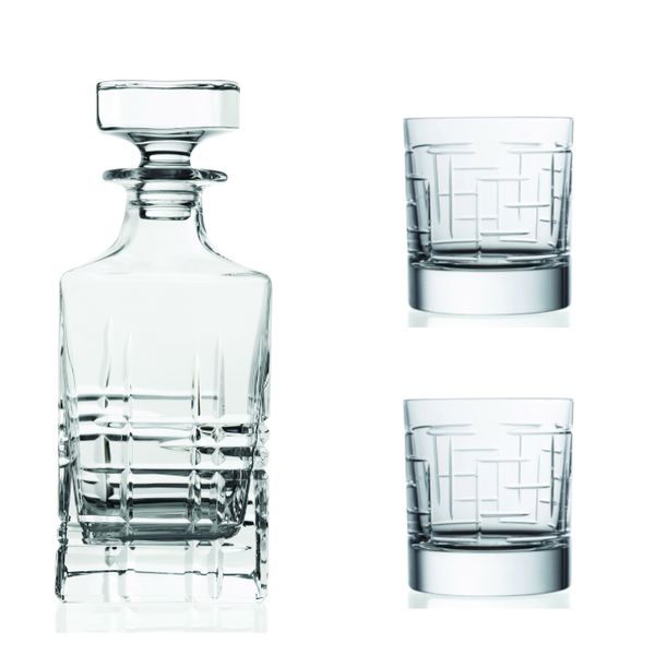 Mc -Urban Handmade Crystal Glass Whiskey Set - 3pcs