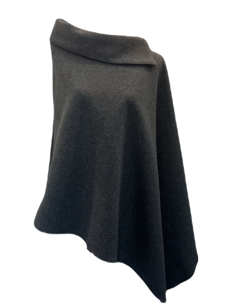 Grey Loopsided Poncho Classic Collar