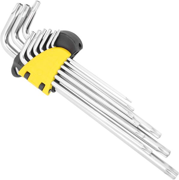 Long Arm Anti-Corrosive Finish 9-Piece Star-Shaped Torx Key Set T10-T50