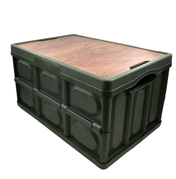 Collapsible Storage Crate With Lid And Handle Gr image