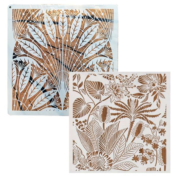 Stationery 2Pcs Feather Mandala Template And Leaf Template Stencil -25.4cm