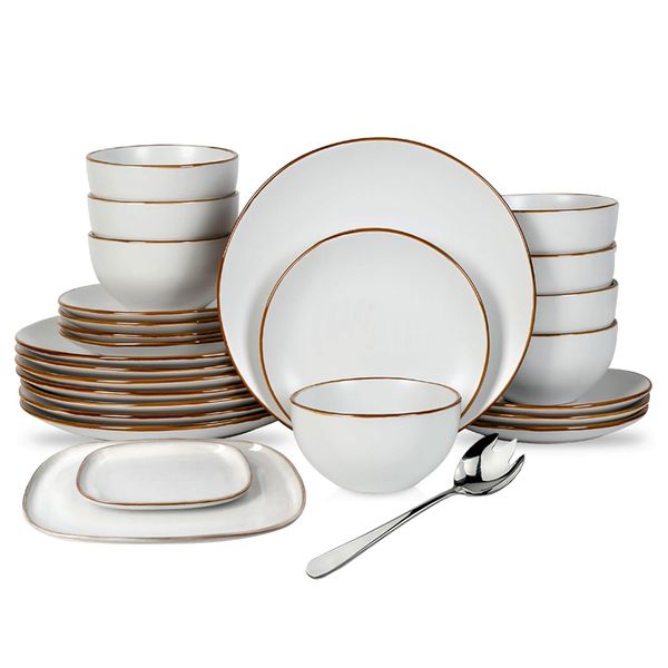 27 Piece Set - Modern Stoneware Reactive Glaze Ceramic Dinnerware Sets