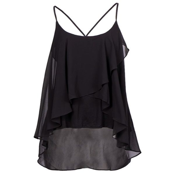 Women Black Polyester Camisole - with Chiffon Overlay, Shop Today. Get it  Tomorrow!