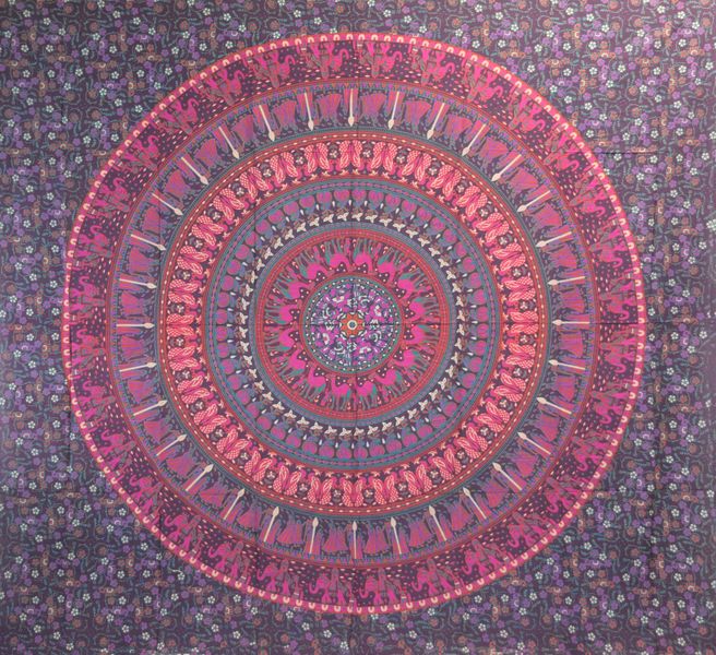 SKA 100% Cotton Colourful Mandala Tapestry - Double Throw