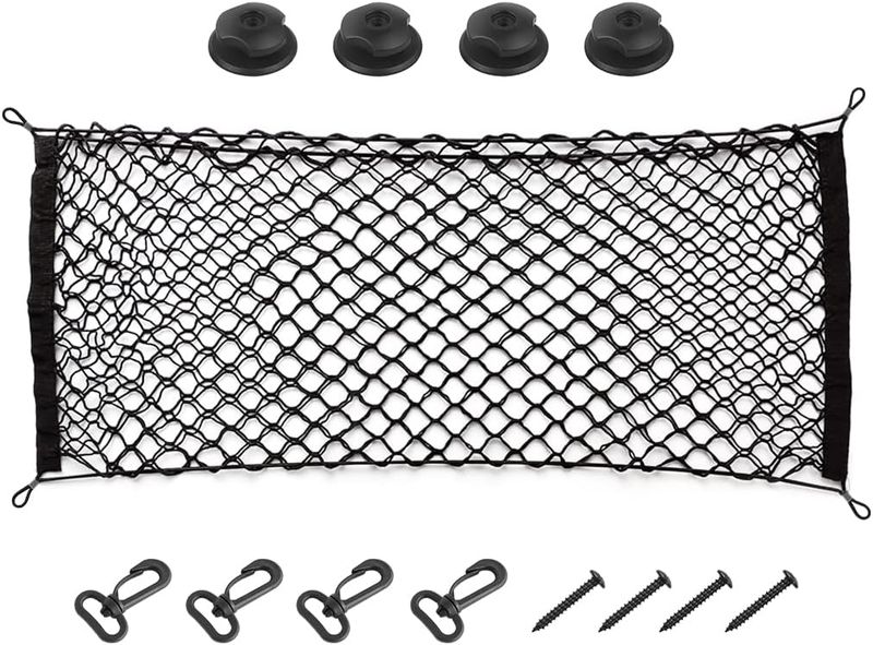Car Rear Cargo Net, Adjustable Elastic Storage Organizer Net 35.4"x15.8