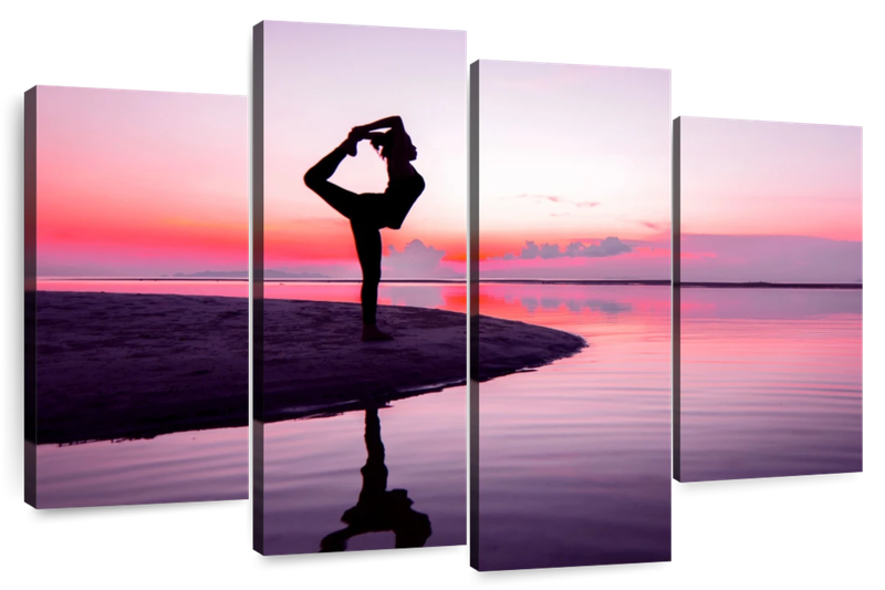 Canvas Art - Yoga Beach 4 Piece Canvas Wall Art For Living Bedroom Decor