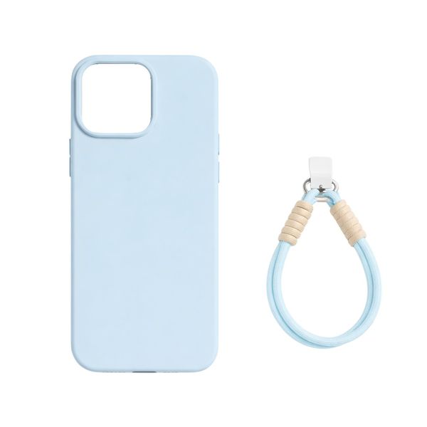 Silicone Phone Case &amp; Wrist Strap Set - Light Blue - Compatible With iPhone