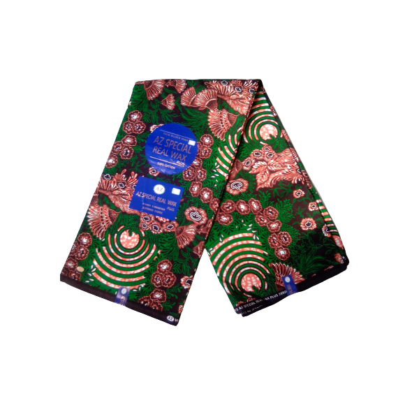 AZ Special Real Wax Fabric - Brown &amp; Green