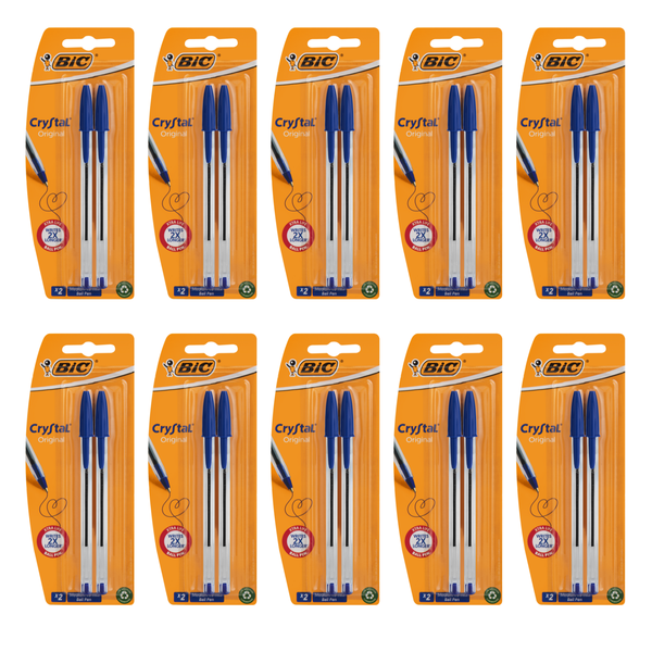BIC Crystal Original Medium Ballpoint Pens - 2up Blue (10 pack)