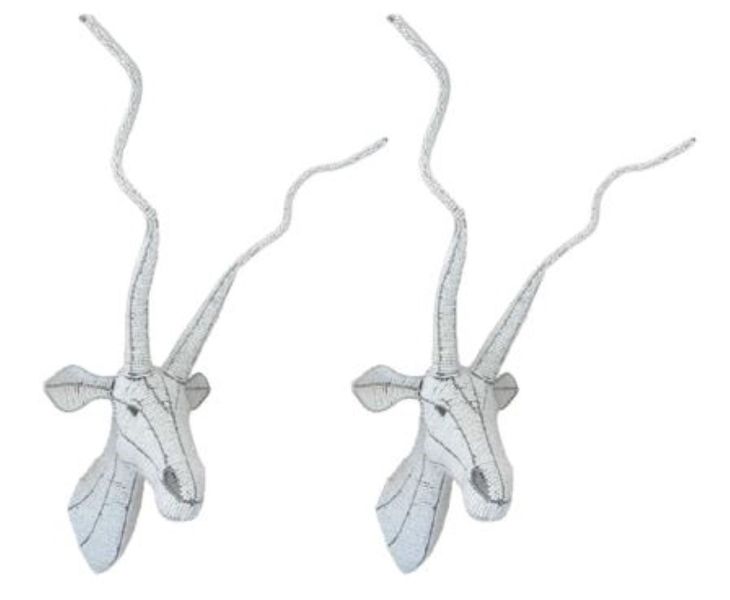 African Bead &amp; Wire Kudu Head Handcrafted Wall Decor Large - set of 2
