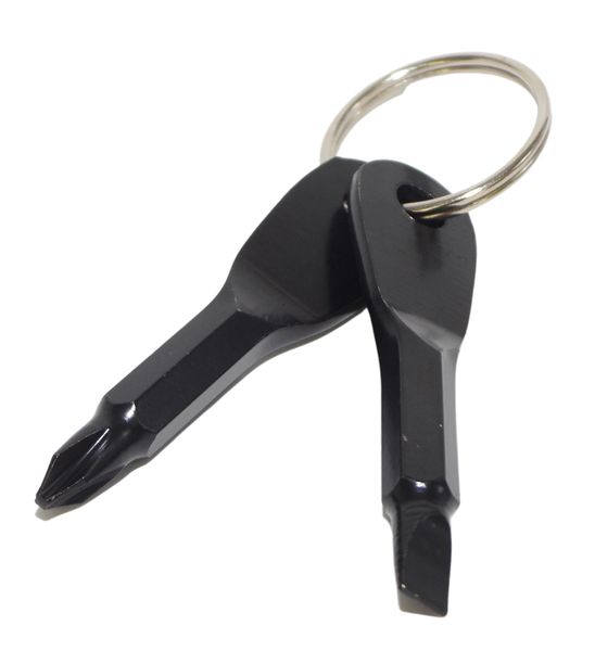 Star and Flat Screwdriver on Keyring
