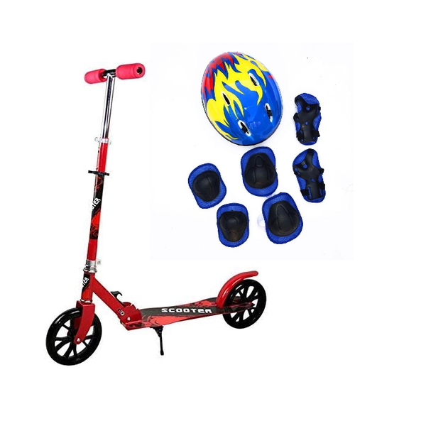 Foldable Metal Scooter and Protective Gear Set