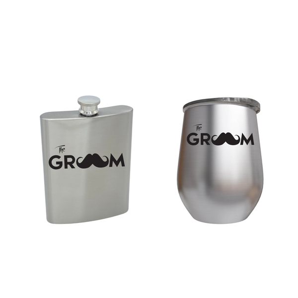 Groom Set Tumbler And Hip Flask
