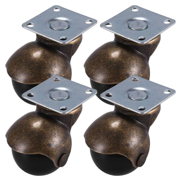 [4 Pack] Swivel Top Plate Hooded Ball Caster Wheels, Antique Bronze (1.5-in